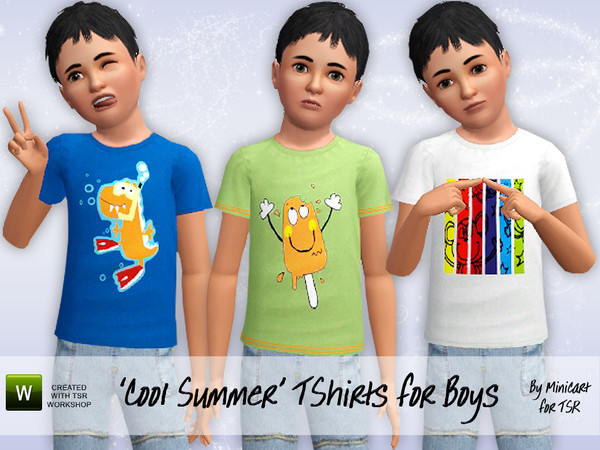Sims 3 — Cool Summer TShirts by minicart — These smart and cool summer tshirts for boys come in three variations with one