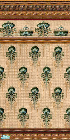Sims 2 — jsf2StickleyNouveau by jsf — Bold stylized leaf patterns of the period in shades of aqua and emerald make a