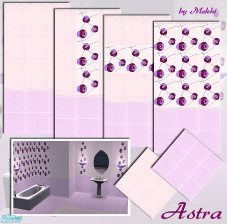 Sims 2 — Astra by Mekhi — Four tiled walls and two floors in pink and violet. Enjoy!