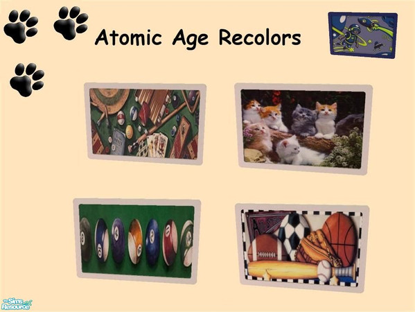 Sims 2 — Atomic Age Recolors by MinnieMinPin — 4 recolors of the Atomic Age Print. 2 Tiled.