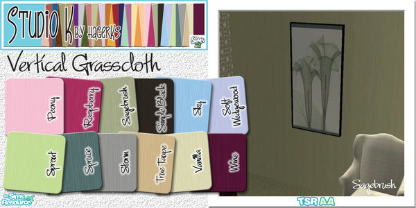 Sims 2 — Studio K Vertical Grasscloth_03 by StudioKhagerks — 25-36 of 36 colors. A subtle vertical grasscloth texture.