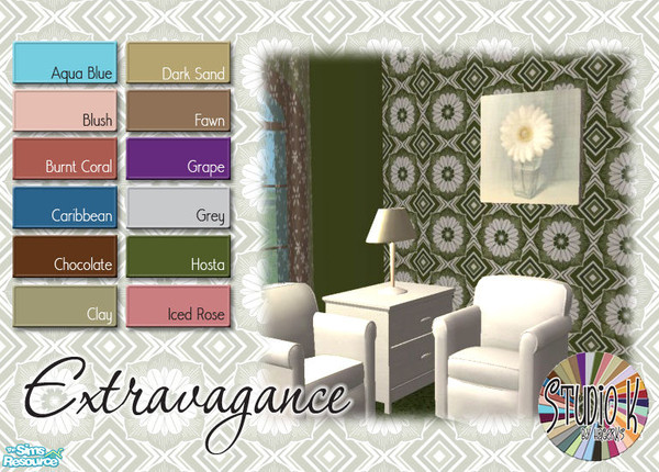 Sims 2 — Studio K Extravagance_01 by StudioKhagerks — 1-12 of 36 colors. A very loud, make-you-dizzy, but still very cool