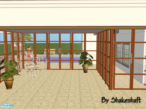Sims 2 — Mode Glass Screen Fence by Shakeshaft — Part of a modern style glass screen fence set with a matching glass