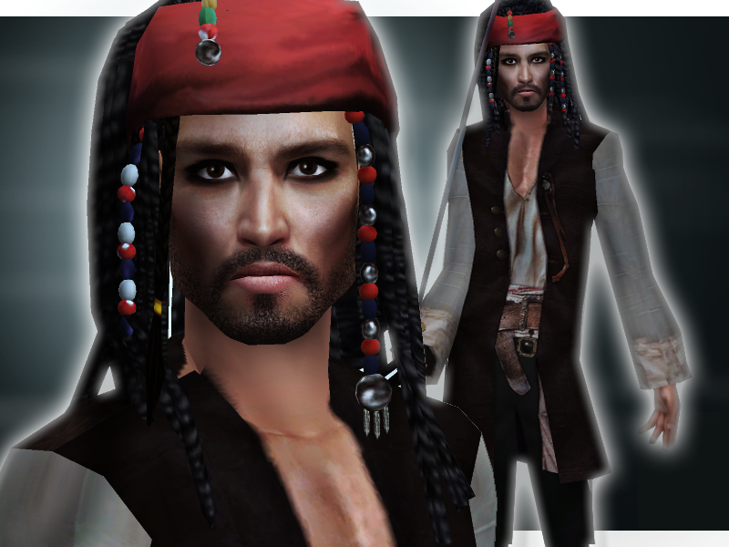 Sims 2 — Johnny Depp As Jack Sparrow by Cleotopia — Johnny Depp as Jack Sparrow in Pirates Of The Carribean. Hair mesh by