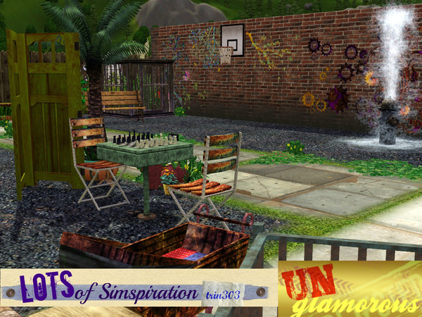 Sims 3 — Graffiti Park by trin3032 — This is a vacant lot-turned-garden to gussy up your city streets. Kid friendly -