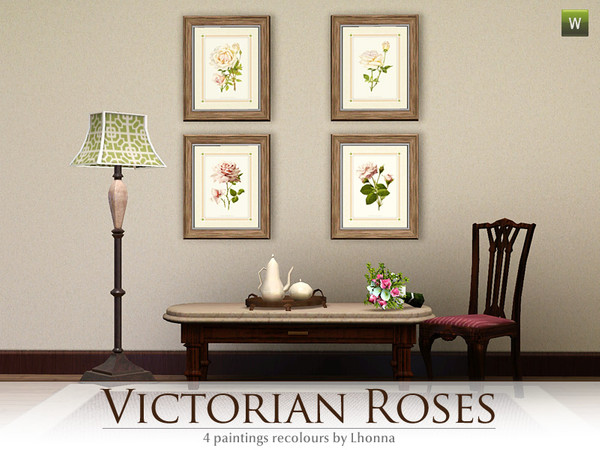 Sims 3 — Victorian Roses by Lhonna — Set of 4 wall hangings with beautiful drawings of victorian roses. Costs: $155