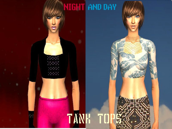 Sims 2 — Night & Day Tops by adrianlovesfacetime2 — No Mesh Required Includes two Shirts -Night Shirt -Day Shirt