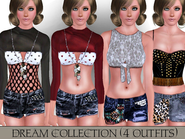 Sims 3 — Dream Collection (4 Outfits) -with necklaces by ShakeProductions — Here's my new collection with 4 outfits(inc