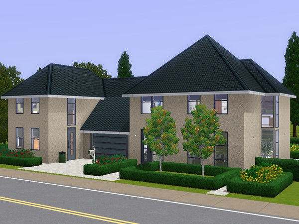 Sims 3 — Harper by dorienski — A contemporary house with an open-plan living, dining and kitchen area. The garage