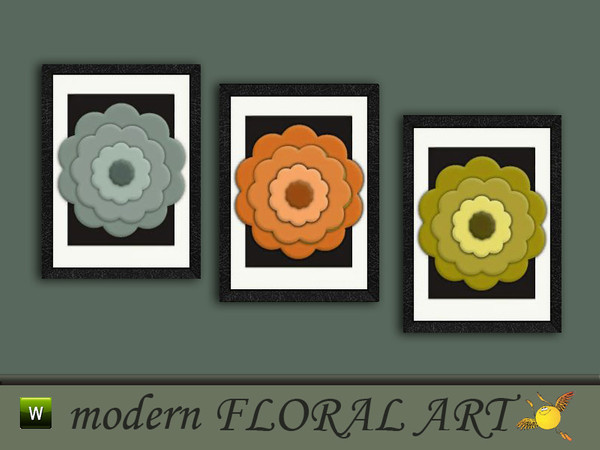 Sims 3 — evi modern Floral Art by evi — Three paintings with a floral theme which can be used the one next to the other