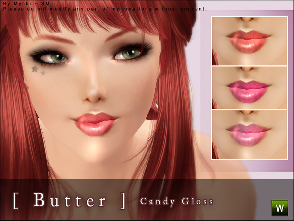 Sims 3 — [ Butter ] - Candy Gloss by Screaming_Mustard — Hi all! Here is a new cute makeup item called Butter Candy