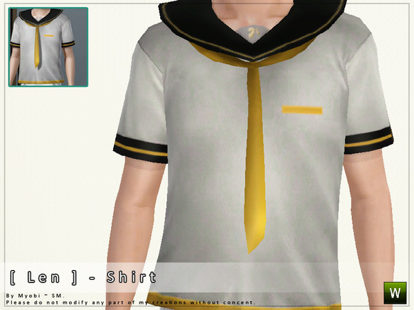 Sims 3 — [ Len ] - Shirt by Screaming_Mustard — As per popular request, this is the Len Kagamine set to go with my