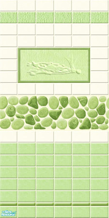 Sims 2 — SPA - wall06 by perelinka — Tiled wall with green pebbles and big motif.
