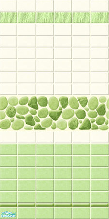 Sims 2 — SPA - wall04 by perelinka — Tiled wall with green pebbles.