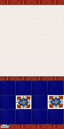 Sims 2 — Blue Talavera Tiled Wall #3 by Grammy_Moon — Matches my Blue Talavera Floor Tile #3