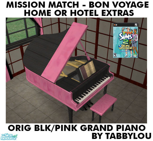 Sims 2 — TL - MM BV HOH Extras OrigBlackPink GrandPiano by TabbyLou — Grand Piano in Recolor of Bon Voyage Extras for