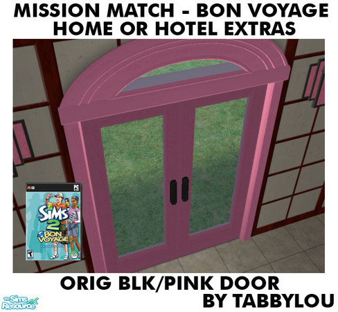 Sims 2 — TL - MM BV HOH Extras OrigBlackPink Door by TabbyLou — Hotel Door in Recolor of Bon Voyage Extras for Home or