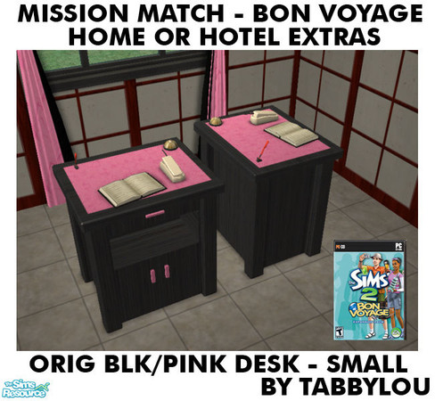 Sims 2 — TL - MM BV HOH Extras OrigBlackPink DeskSmall by TabbyLou — Small concierge Desk in Recolor of Bon Voyage Extras