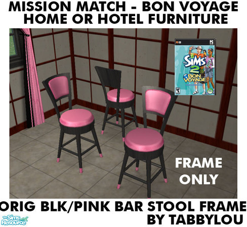 Sims 2 — TL - MM BV HOH Furniture OrigBlackPink BarStoolFrame by TabbyLou — 