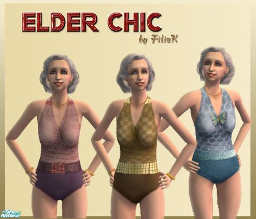 Sims 2 — Elder Chic Swimsuit Set by filizk — Don\'t let your elder sims go on a vacation with out-of-fashion swimsuits.