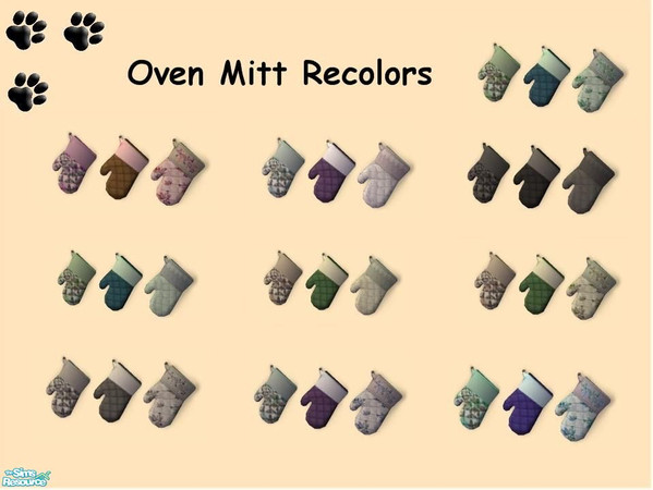 Sims 2 — Oven Mitt Recolors by MinnieMinPin — 10 recolors of the Seasons Oven Mitts.