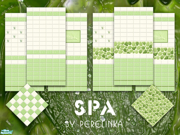 Sims 2 — SPA by perelinka — Set of tiles in warm white and fresh green.