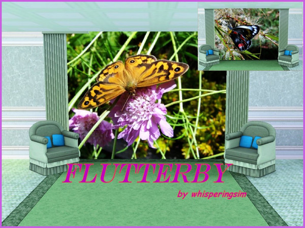 Sims 3 — Flutterby_whisperingsim by whisperingsim — Two murals featuring my own original, copyright butterfly