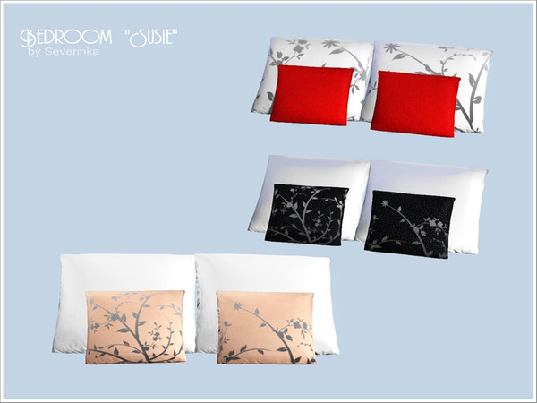 Sims 3 — Pillows by Severinka_ — Created by Severinka, Pillows for a double bed. Pillows are drawing cherry in different