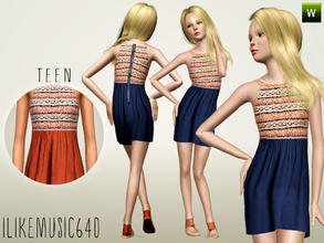 Sims 3 — Half Sweater Dress Teen by ILikeMusic640 — A cute fall dress for teens. The bottom skirt park is recolorable.
