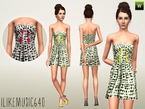 Sims 3 — Faded Dots Dress AF by ILikeMusic640 — A bright strapless dress for adult female. The dots, background, and