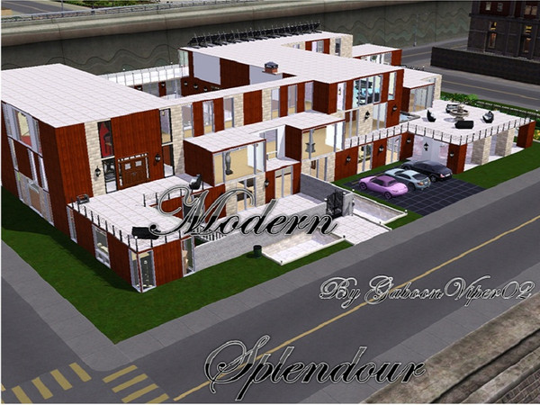 Sims 3 — Modern Splendour by GaboonViper022 — A three-storey modern house (with basement). Two pools, spacious