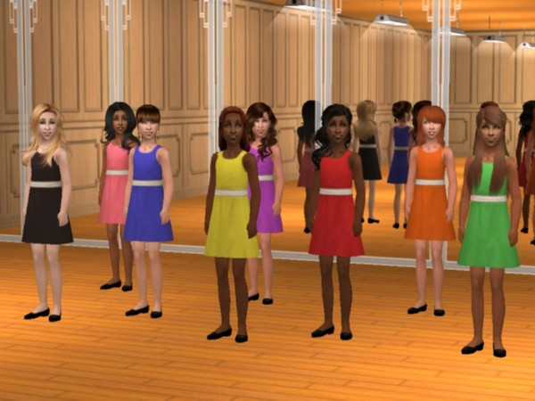 Sims 2 — Girls\' Dresses With White Belt by Calia_M2 — Girls\' Dresses With White Belt in black, blue, green, purple,