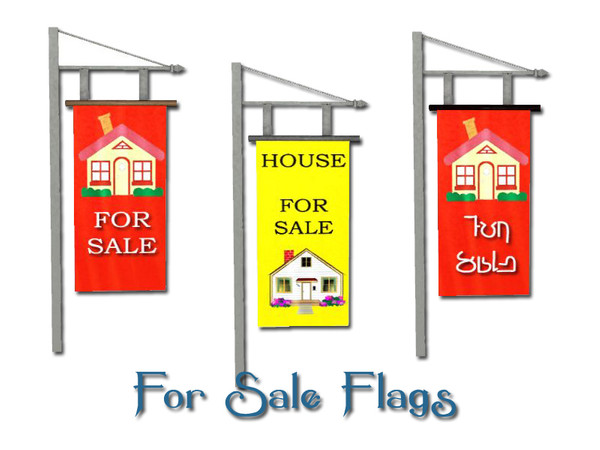 Sims 3 — Home Flags  For Sale by Lulu265 — 3 Versions, stands are recolourable