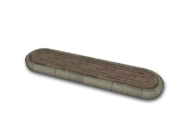 Sims 3 — Decor kerbstone island (2-tile) by Cyclonesue — A decorative kerbstone island for landscaping - made to work