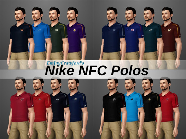 Sims 3 — Nike NFC Polos by llEmJayll — At long last, the NFC portion of my NFL polos project! As always, this set