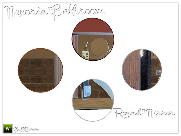 Sims 3 — Nexoria Bath Mirror Round by BuffSumm — Design-oriented modern bathroom. Clear and straight-lined characterize
