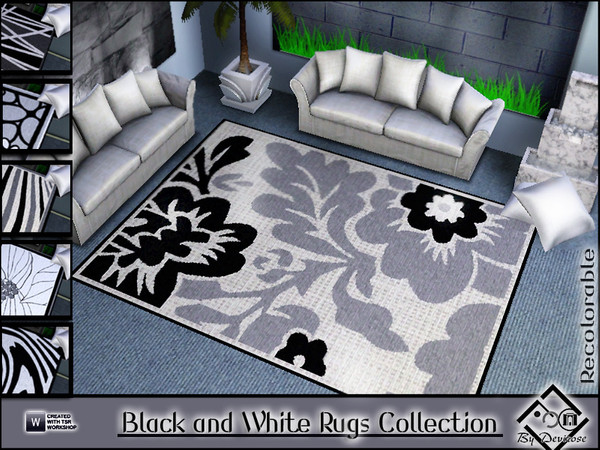 Sims 3 — Black and White Rugs Collection by Devirose — Prepare yourself to beautify the room with rugs dynamic sober and