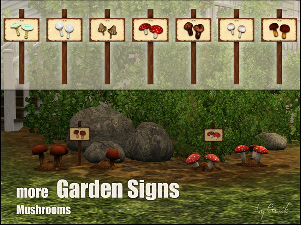 Sims 3 — Garden Signs - Mushrooms by Gosik — Garden Signs - Mushrooms made by Gosik at The Sims Resource. TSRAA Includes