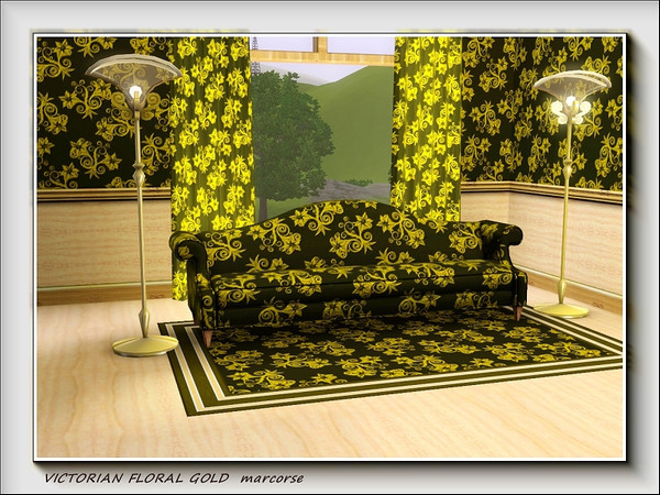 Sims 3 — Victorian Floral Gold pattern by marcorse — A gold floral in Victorian style
