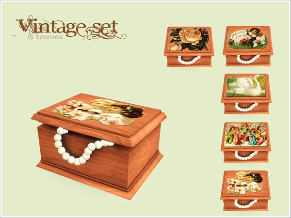 Sims 3 — Casket Vintage by Severinka_ — Created by Severinka, Wooden box for jewelry with a pearl necklace in a vintage