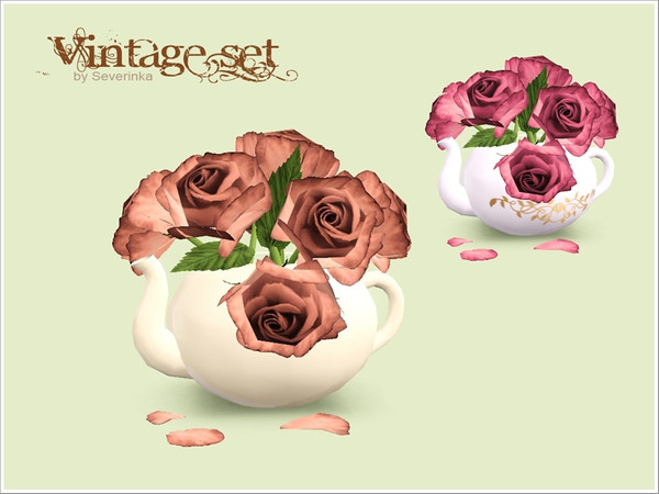 Sims 3 — Roses in teapot by Severinka_ — Created by Severinka, Bouquet of seven roses with fallen petals in teapot. For