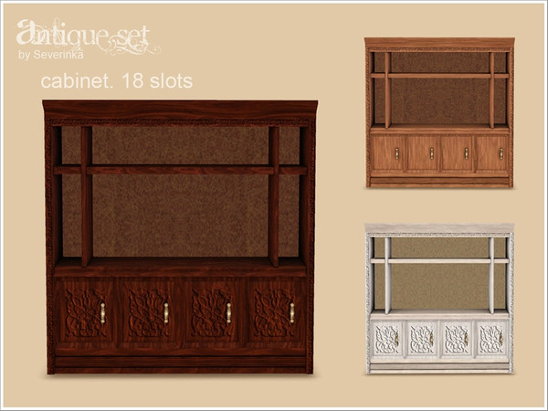 Sims 3 — Antiqie Cabinet by Severinka_ — Created by Severinka, The set includes a cabinet with inlay, use it as a shelf