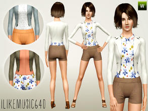 Sims 3 — Bomber Jacket Outfit AF by ILikeMusic640 — Shorts, button down shirt, and a bomber jacket, all parts are