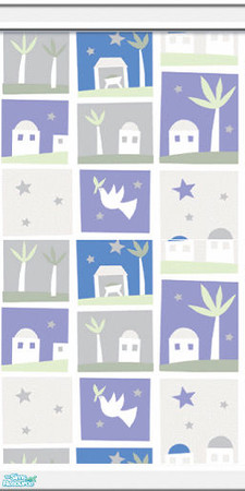 Sims 2 — Xmas Little Town by Henwen — A wall made from Christmas wrap. Can be used for vacation lots, houses, shops or