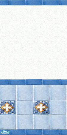 Sims 2 — Blue Talavera Tiled Wall #1 by Grammy_Moon — I made this to match my Blue Talavera Floor Tile #1.