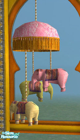 Sims 2 — Indian Inspired Living - Mobile by Simaddict99 — mobile reoclor in pale yellow, rose and green.