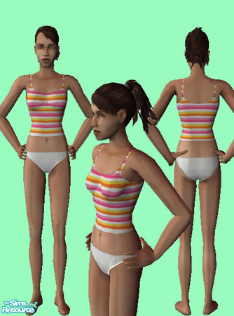 Sims 2 — sleep04 by accent25 — A two-pieces with white bottom and striped top. For female adult. Available as pyjama and