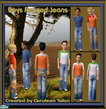 Sims 2 — Rugged Jeans for Boys by Cerulean Talon — Stylish designer jeans that are good looking and still rugged enough