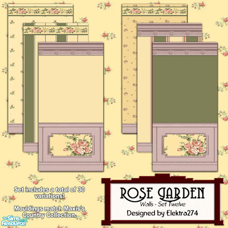 Sims 2 — Rose Garden Walls, Set 12 by elektra274 — 12 of 12 wall sets designed to coordinate with my \"Rose