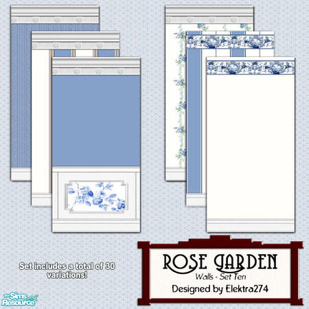 Sims 2 — Rose Garden Walls, Set 10 by elektra274 — 10 of 12 wall sets designed to coordinate with my \"Rose